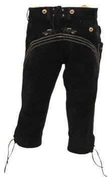 Preview: 224ZVsw- Trachten-Kniebundlederhose mit Trachten- Kreuzträger in schwarz